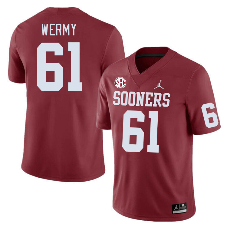 #61 Kenneth Wermy Oklahoma Sooners 2024 SEC Conference College Football Jerseys-Crimson